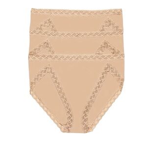 New Natori $60 Women's Bliss French Cut Briefs Underwear 3-Pack, Cafe, Large